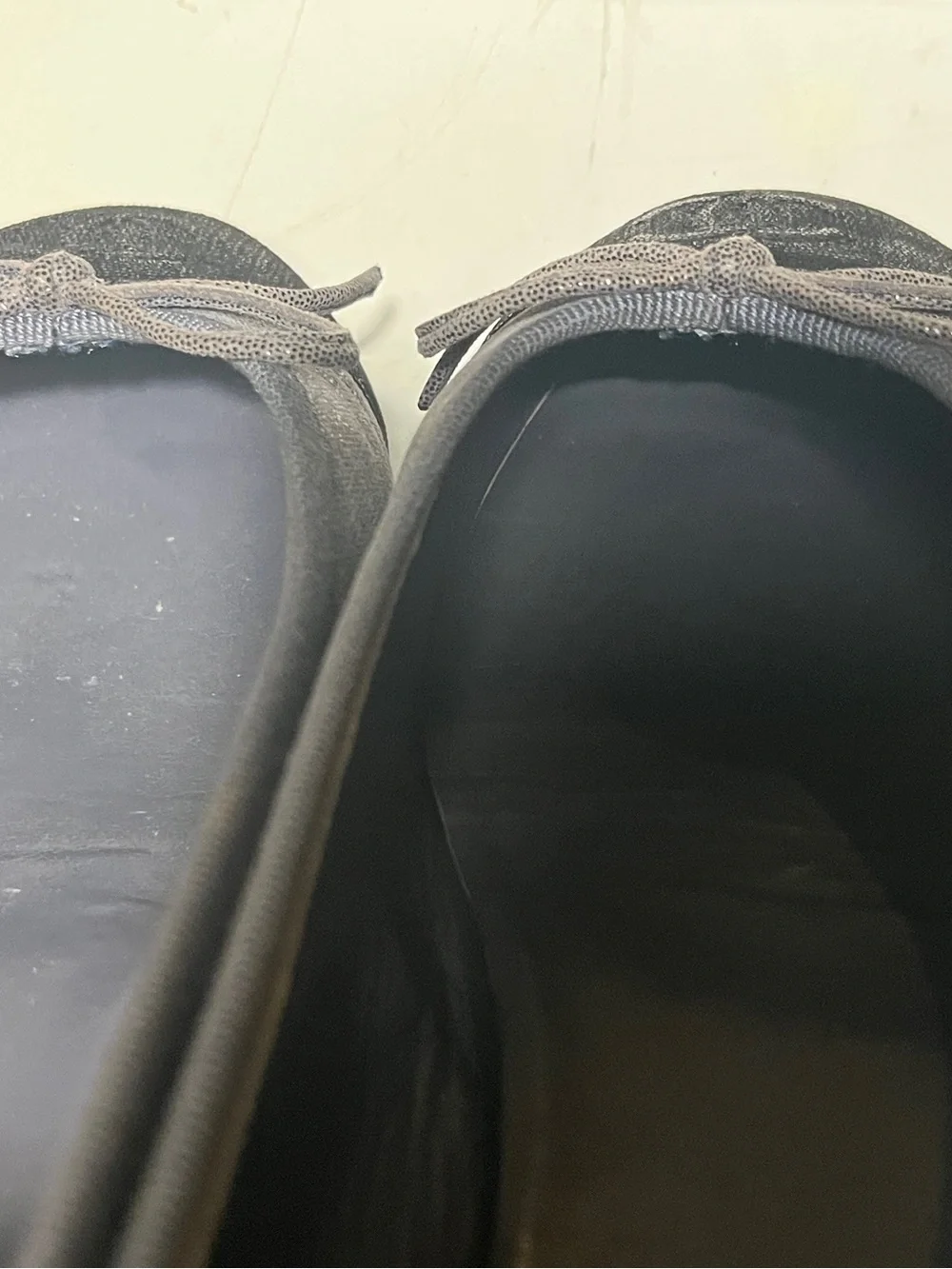 CHANEL Grey Suede Ballet Flats with Black Leather Cap-Toe